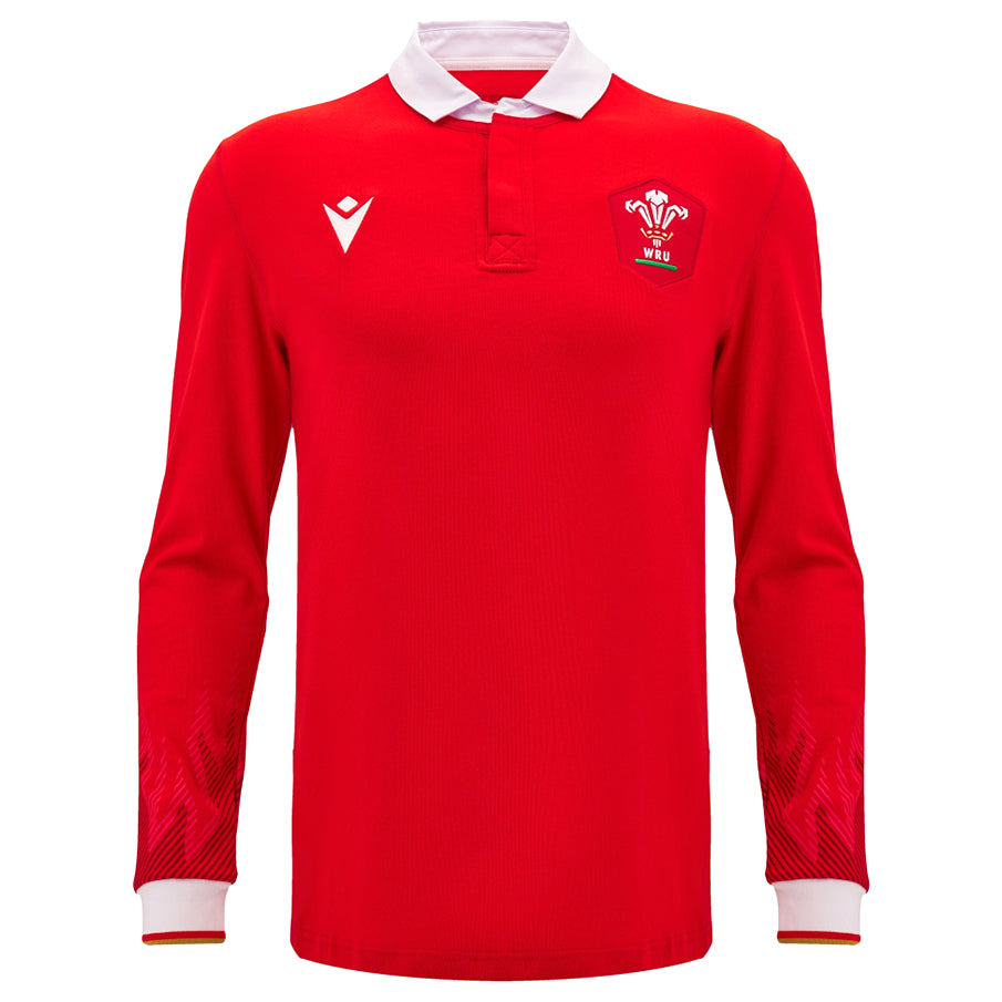 Wales WRU macron Rugby Herren Heim Langarm Trikot 60004633