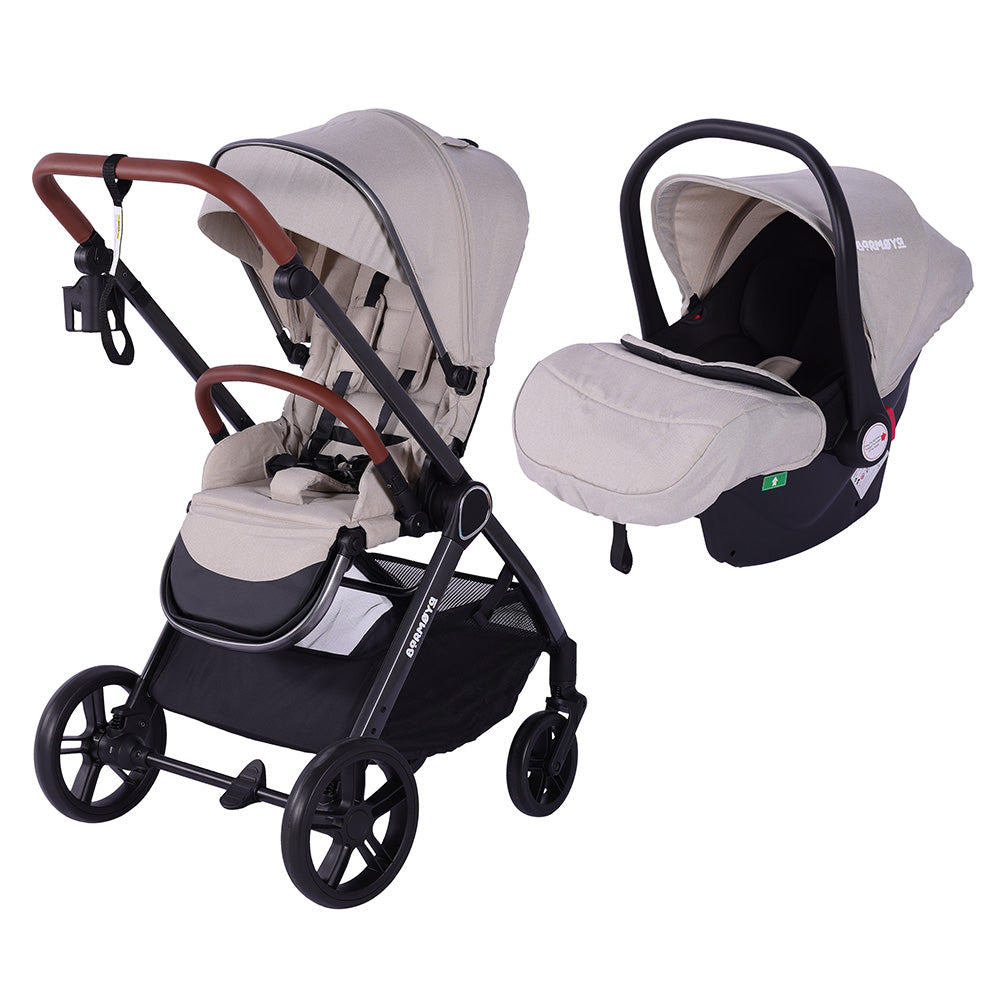 Barmøya 3-in-1 Kombi-Kinderwagen Komplettset beige