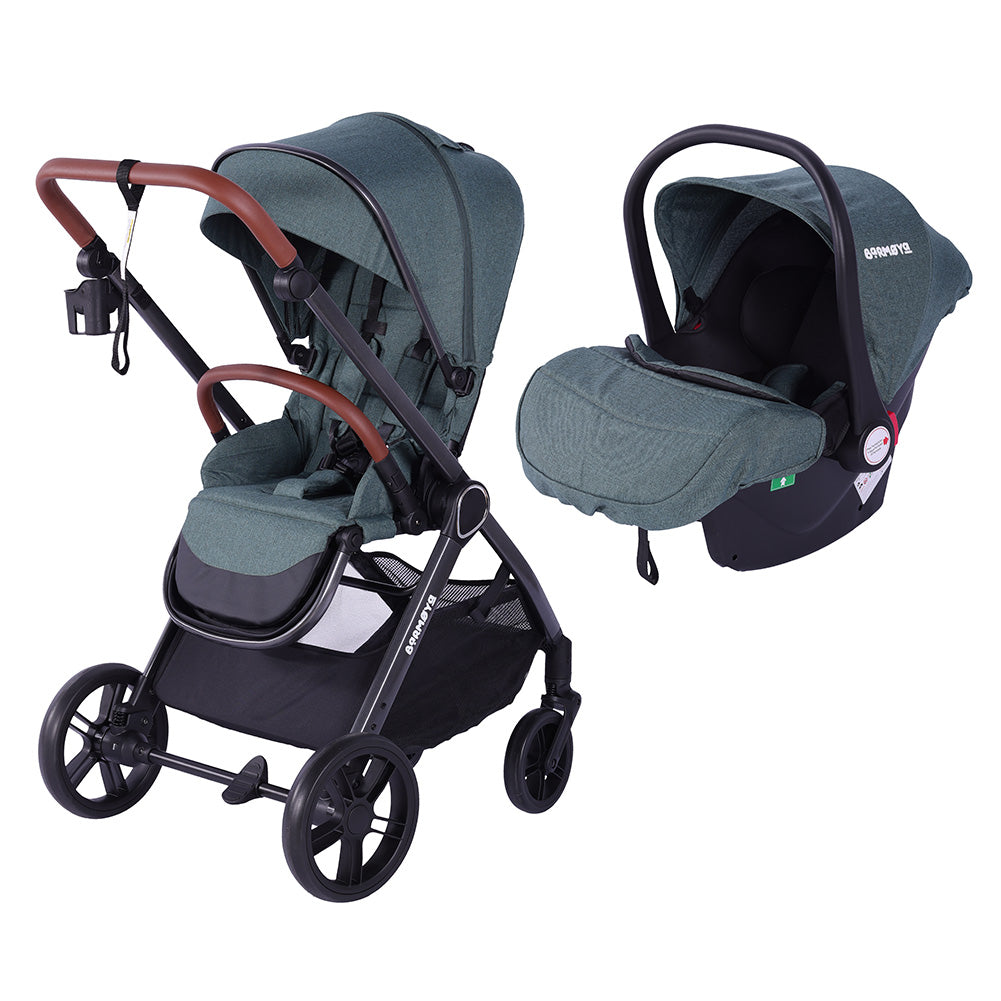 Barmøya 3-in-1 Kombi-Kinderwagen Komplettset grün