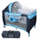 Barmøya 3-in-1 Baby-Reisebett mit Wickelauflage – Reisebett, Laufstall & Beistellbett blau – Einheitsgröße