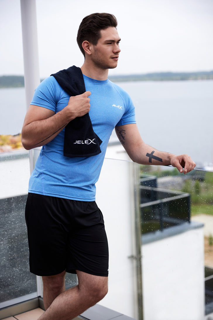 JELEX "100FIT" Fitness Handtuch mit Zip-Tasche schwarz