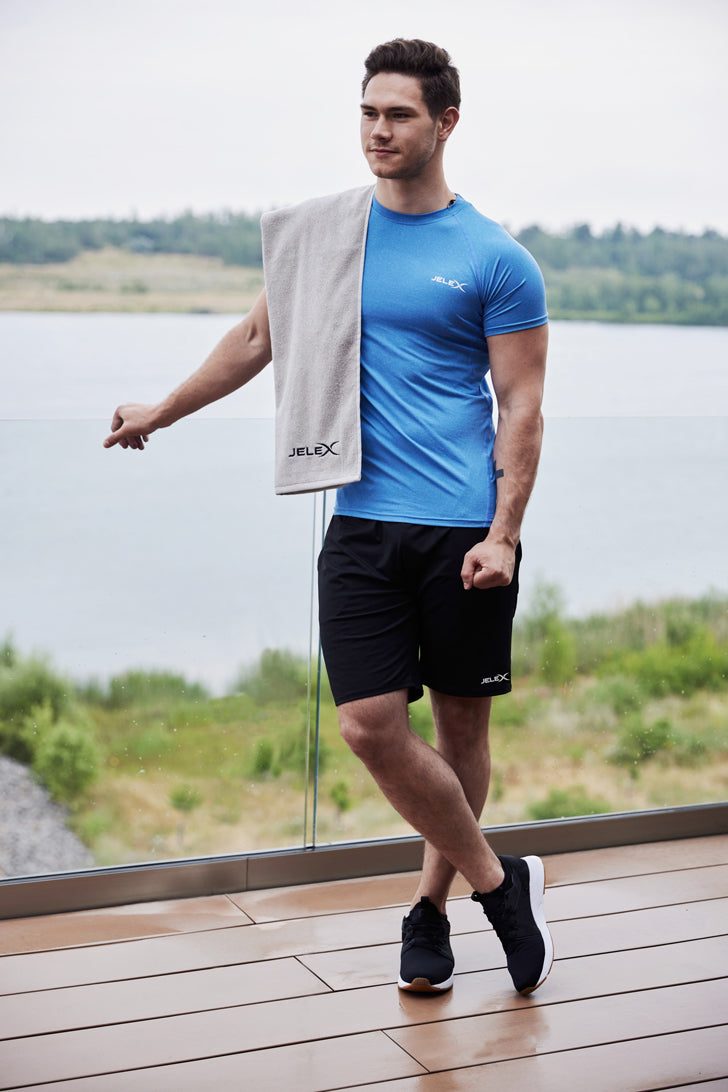 JELEX "100FIT" Fitness Handtuch mit Zip-Tasche grau