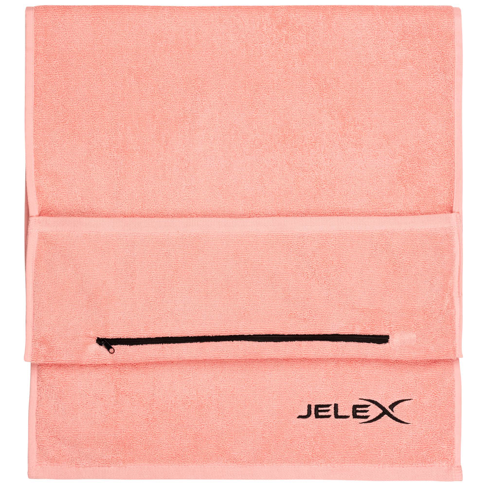 JELEX "100FIT" Fitness Handtuch mit Zip-Tasche rosa