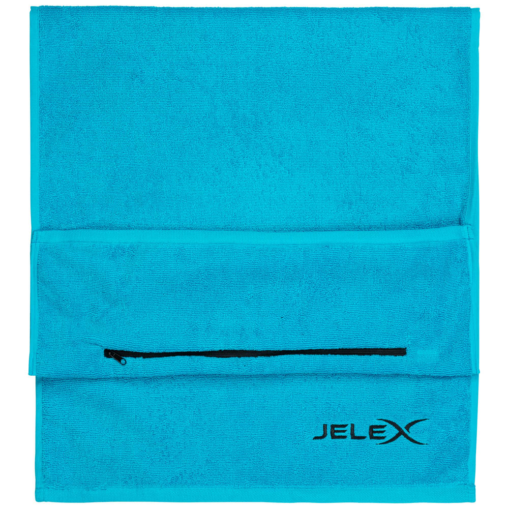 JELEX "100FIT" Fitness Handtuch mit Zip-Tasche türkis