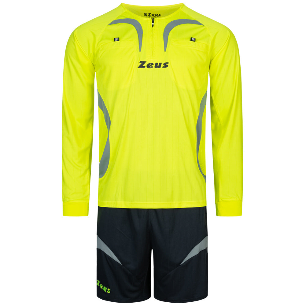 Zeus Herren Schiedsrichter Set Trikot mit Shorts Neon Gelb