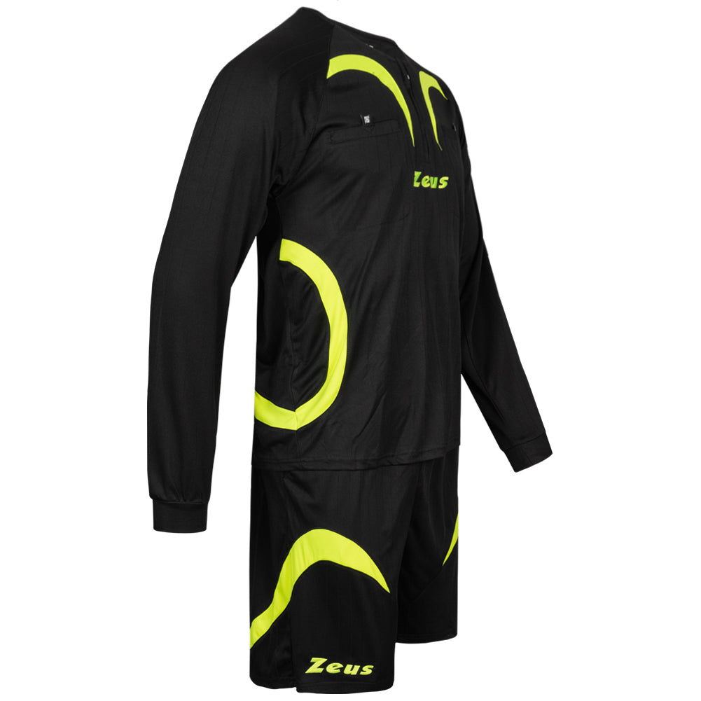 Zeus Herren Schiedsrichter Set Trikot mit Shorts Schwarz