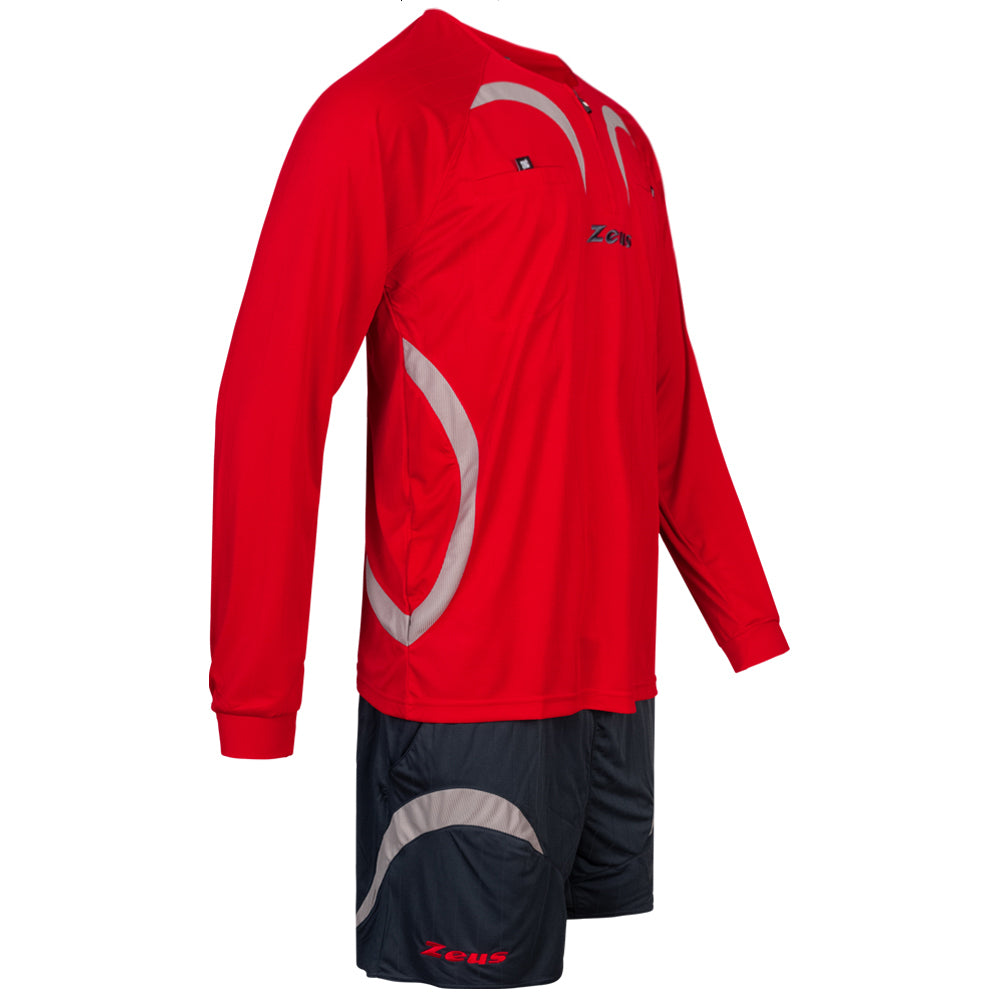 Zeus Herren Schiedsrichter Set Trikot mit Shorts Rot