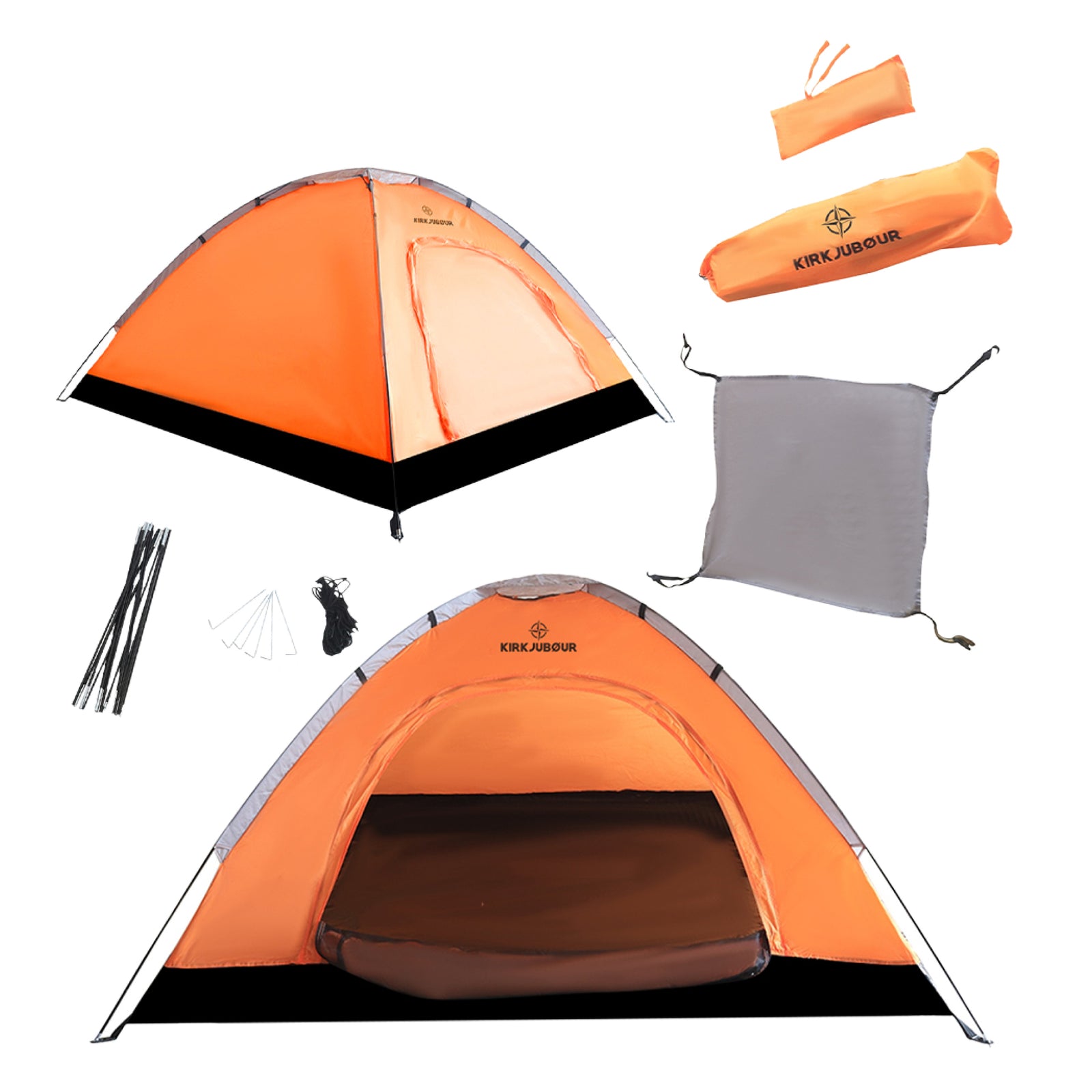 KIRKJUBØUR® "Vindr" 2 Personen-Camping-Zelt orange