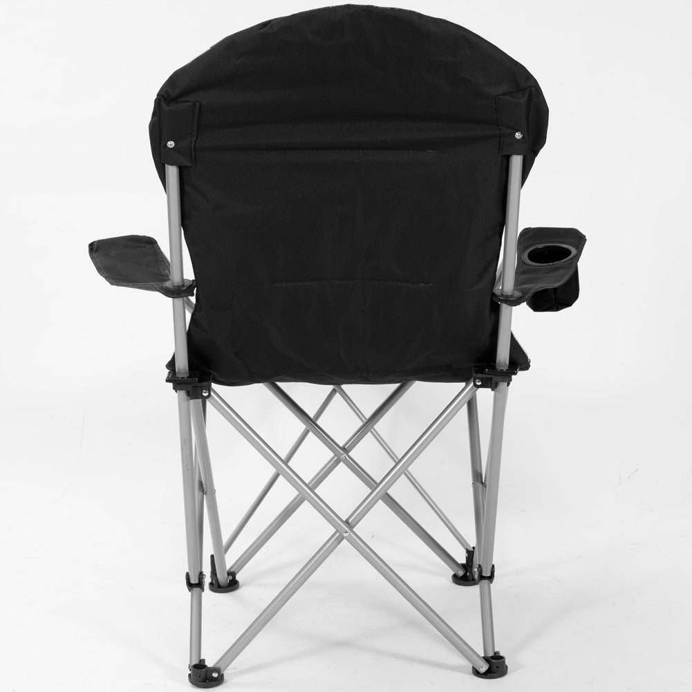 KIRKJUBØUR® "Asgard" gepolsterter Campingstuhl mit Fußteil schwarz