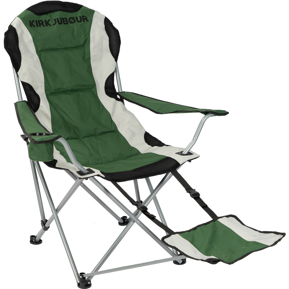 KIRKJUBØUR® "Asgard" gepolsterter Campingstuhl mit Fußteil grün