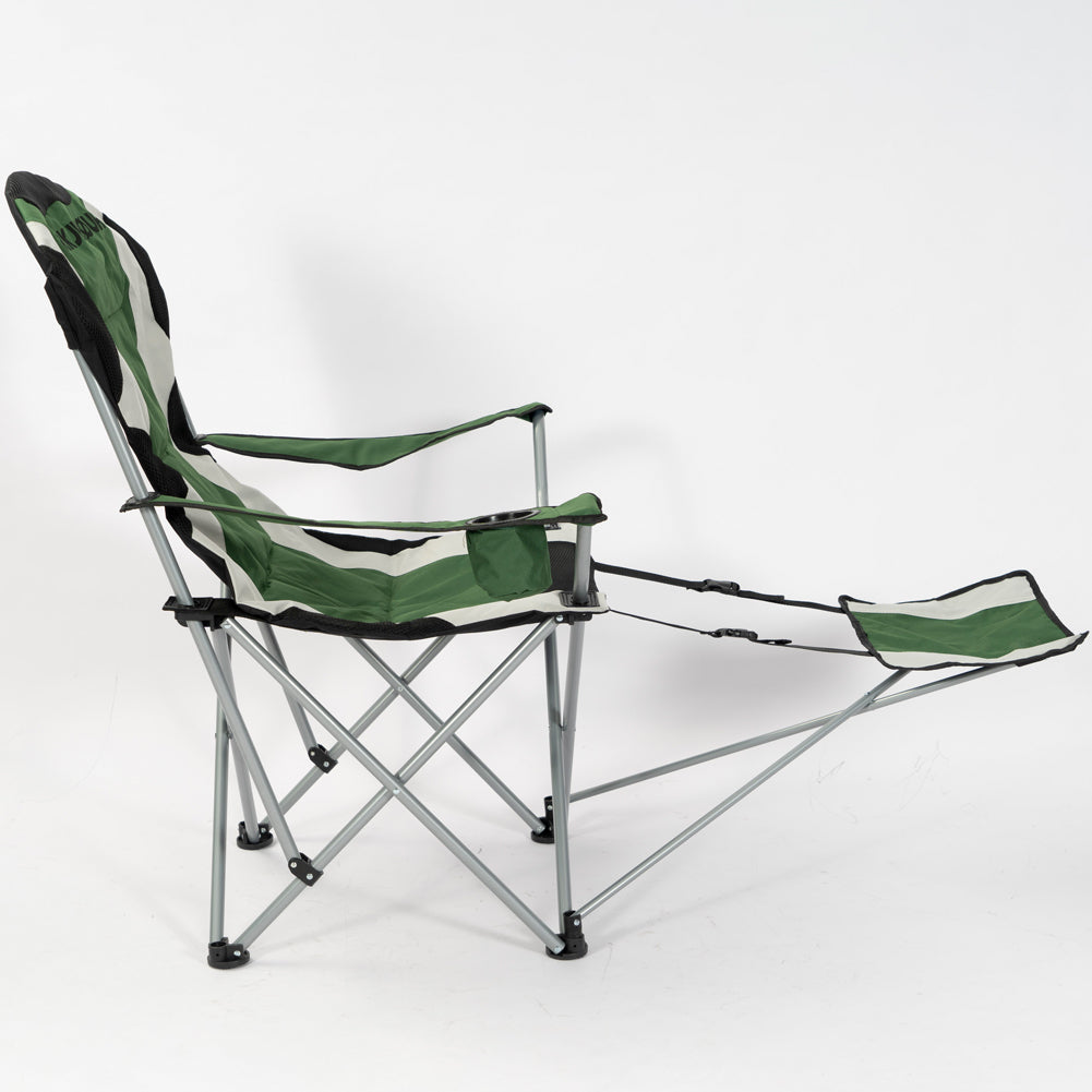 KIRKJUBØUR® "Asgard" gepolsterter Campingstuhl mit Fußteil grün
