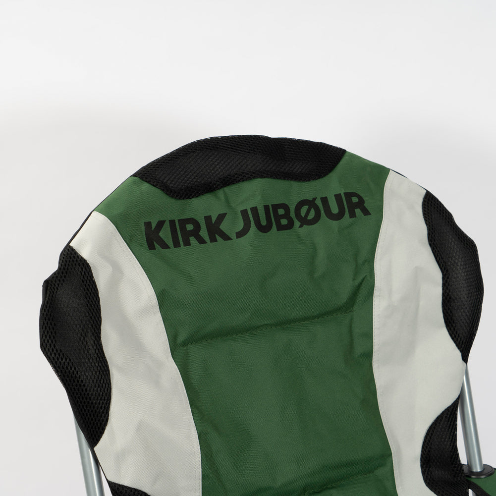 KIRKJUBØUR® "Asgard" gepolsterter Campingstuhl mit Fußteil grün