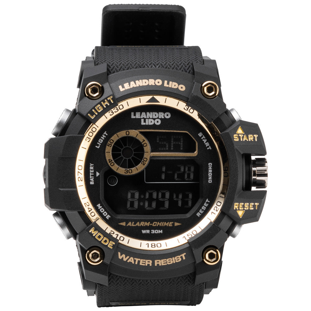 LEANDRO LIDO "Genua" Unisex Sport Uhr schwarz gold