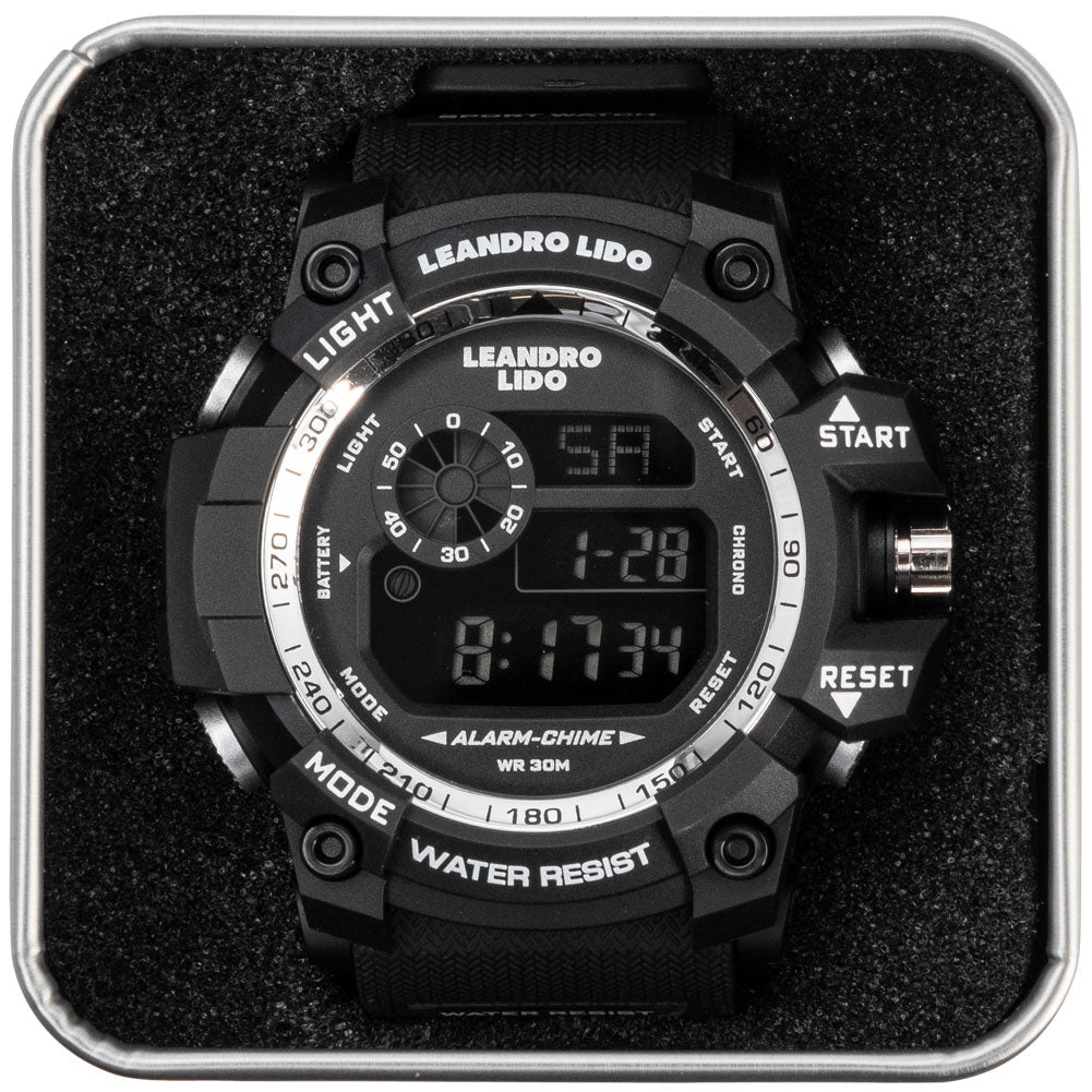 LEANDRO LIDO "Monza" Unisex Sport Uhr schwarz weiß