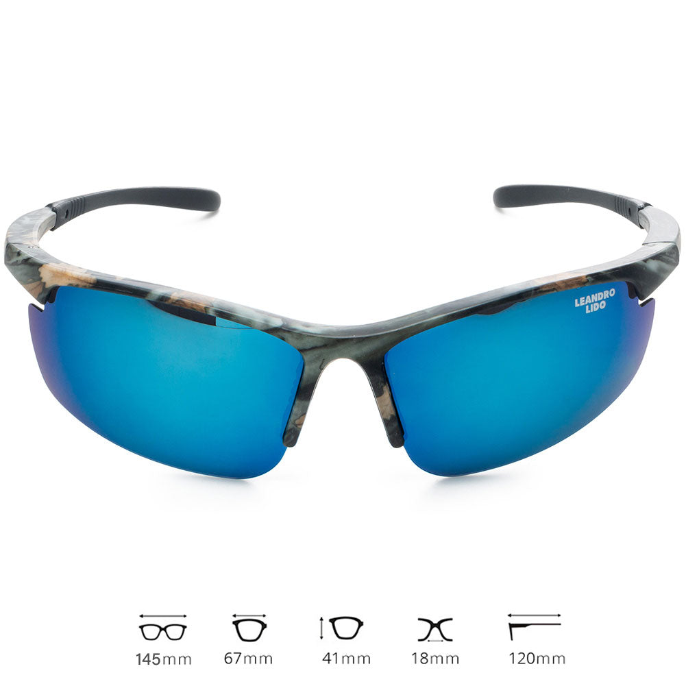 LEANDRO LIDO Power Sport Sonnenbrille camo/blau