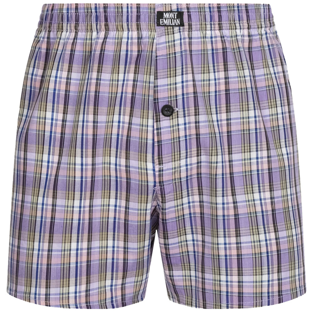 MONT EMILIAN "Nantes" Herren American Boxershorts 2er-Pack lila/karo