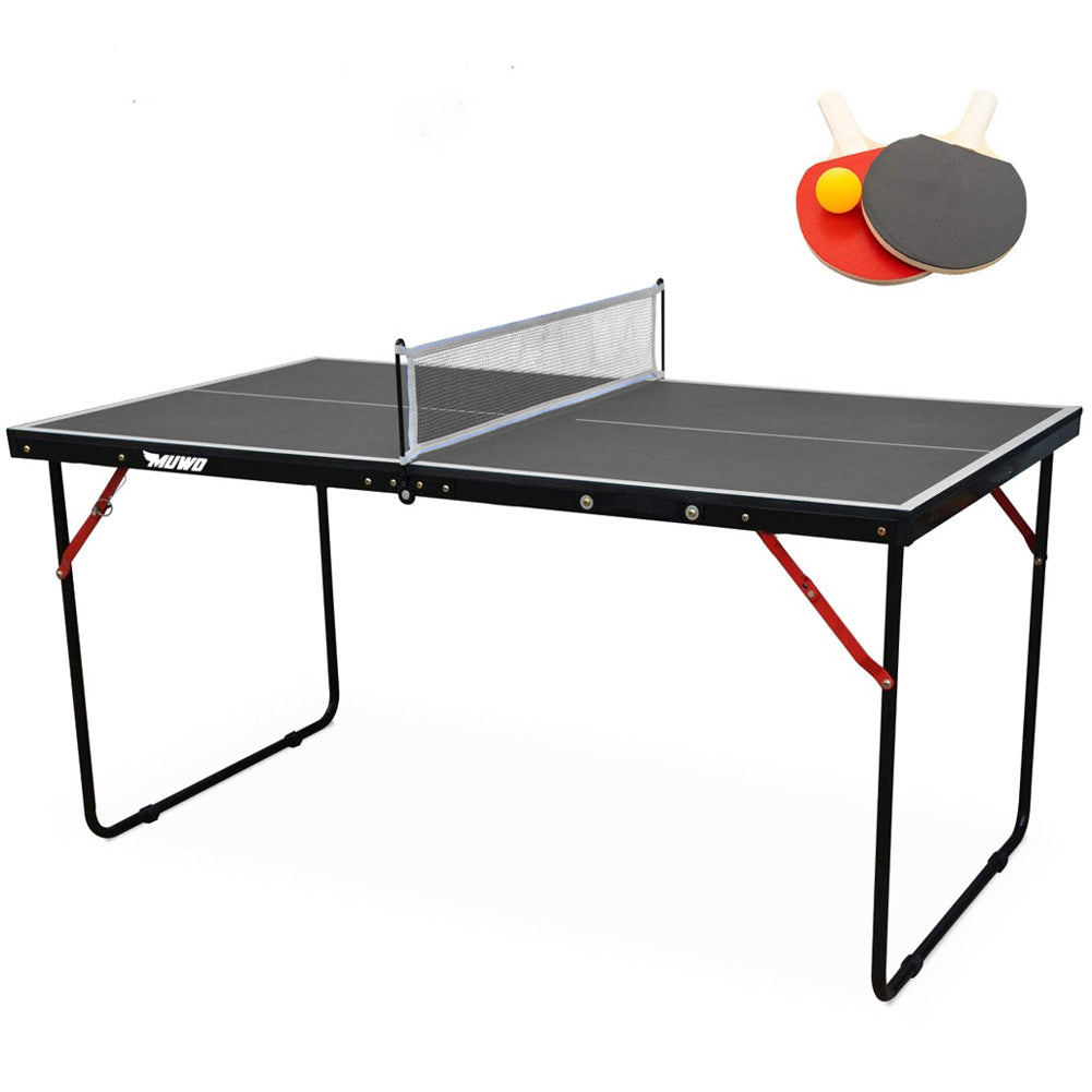 MUWO Indoor faltbare Mini Tischtennisplatte 137 x 76 cm schwarz