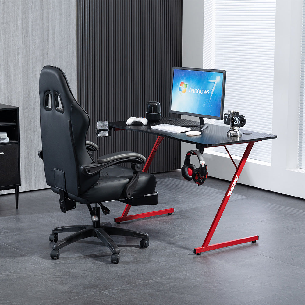 MUWO "Vision" E-Sports Gamingtisch schwarz/rot