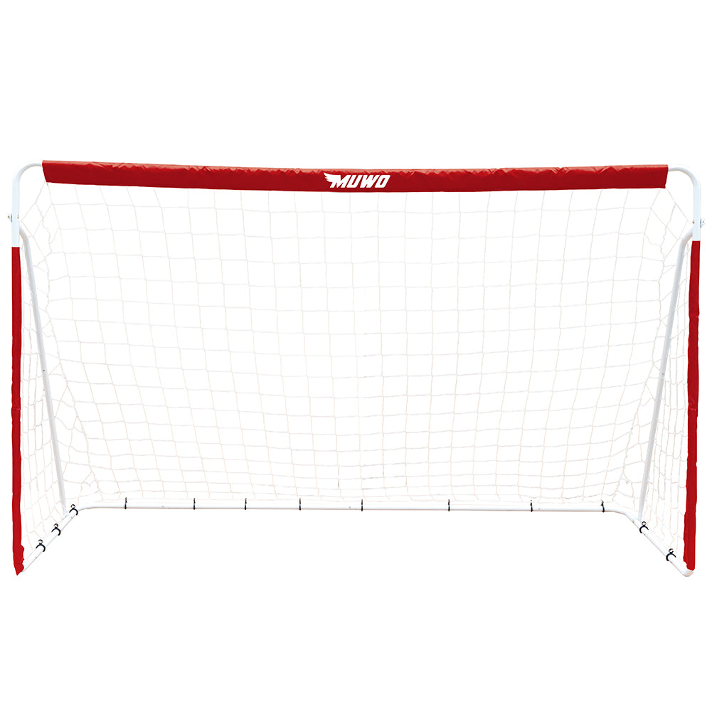 MUWO Fußballtor aus Stahl 240 x 150 cm rot/weiß