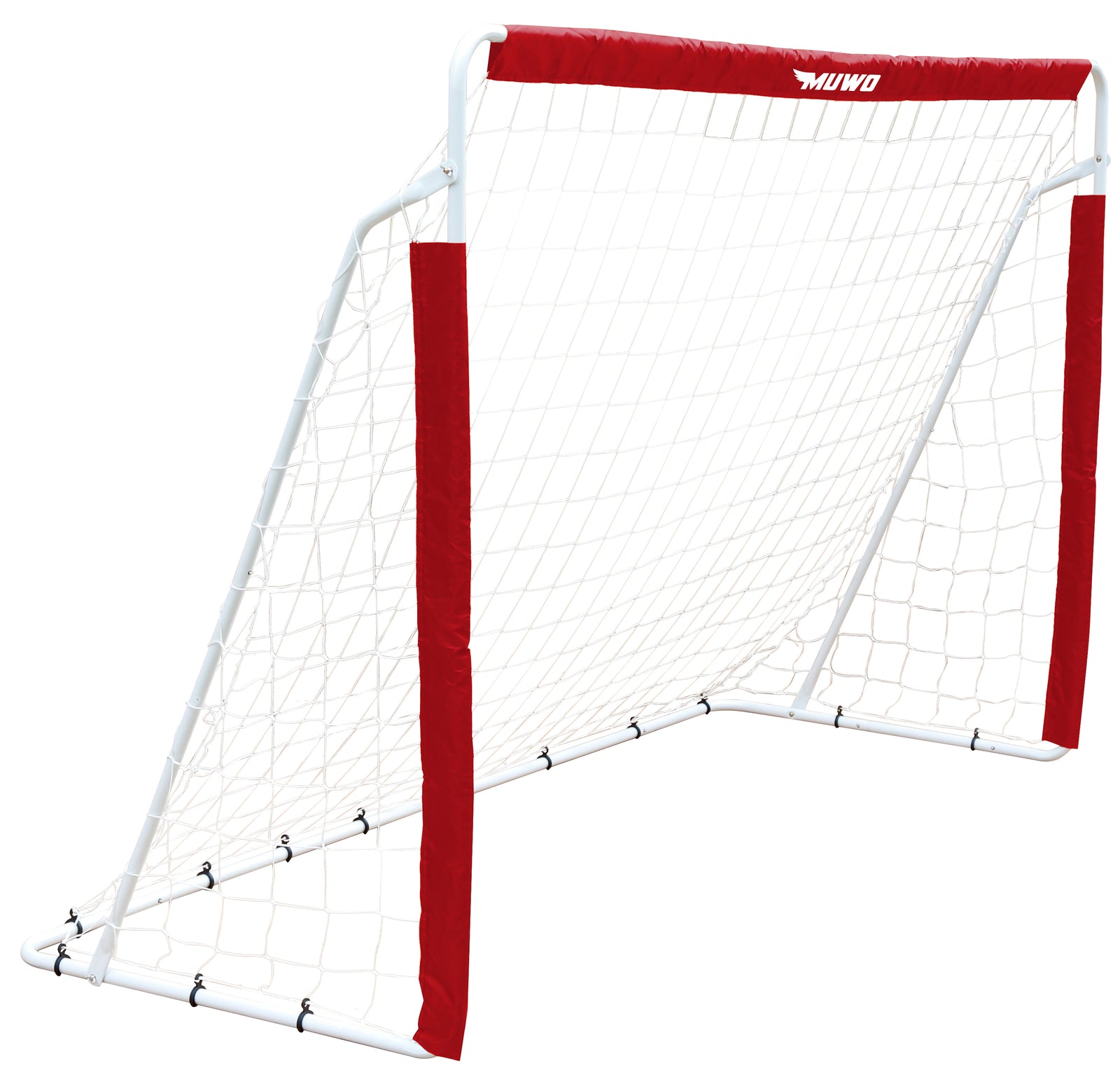 MUWO Fußballtor aus Stahl 240 x 150 cm rot/weiß