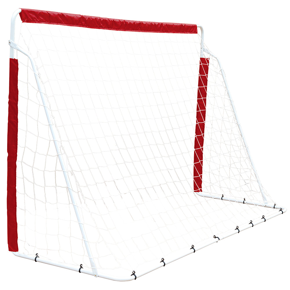 MUWO Fußballtor aus Stahl 240 x 150 cm rot/weiß