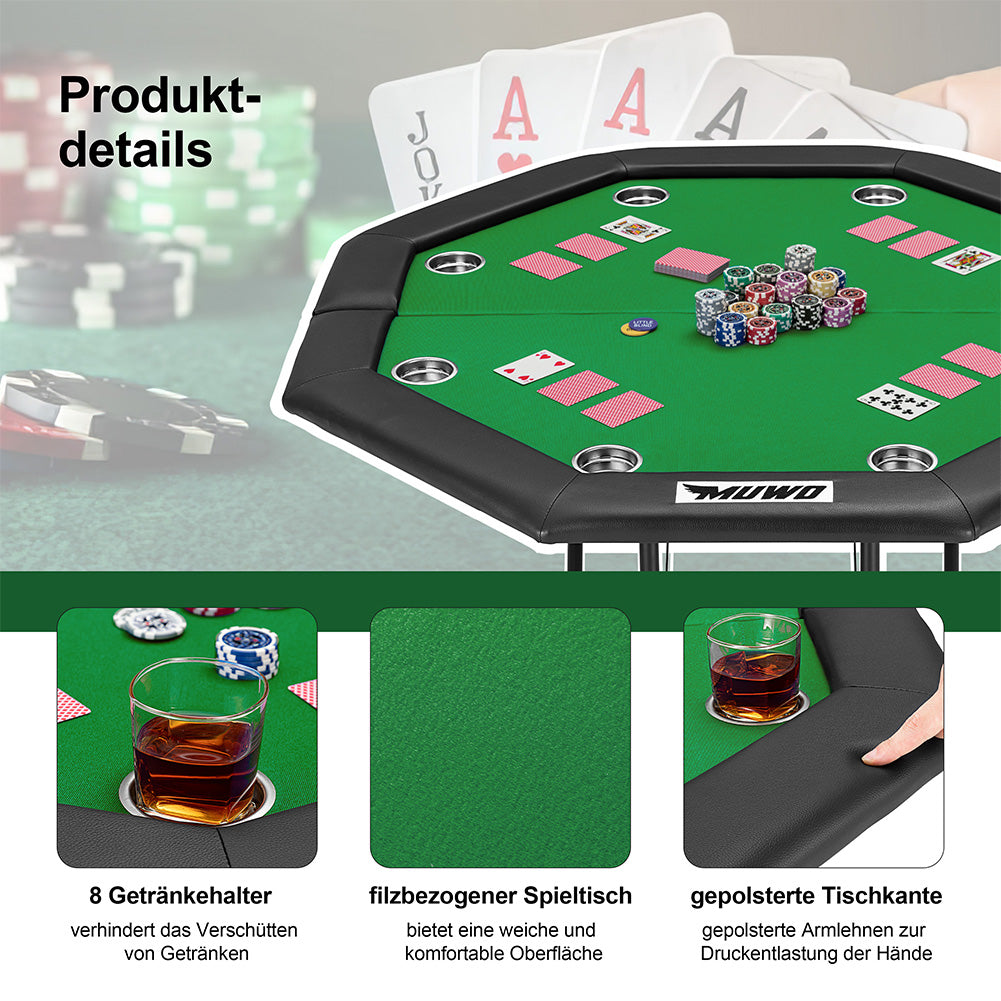 MUWO klappbarer Pokertisch für 8 Spieler grün