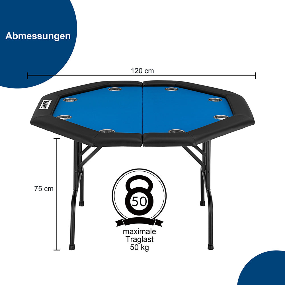 MUWO klappbarer Pokertisch für 8 Spieler blau
