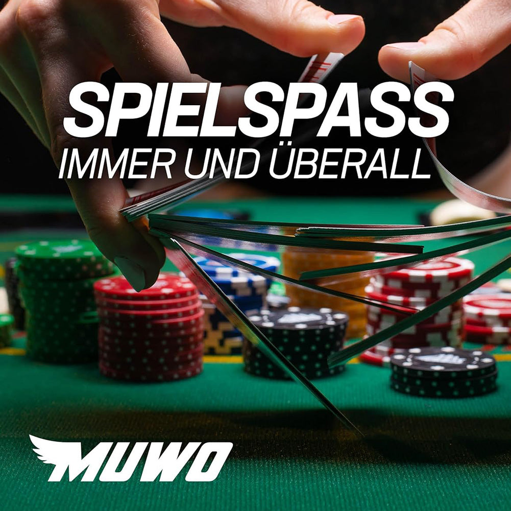 MUWO Pokertisch für 10 Spieler mit Dealerbereich und Chipablage blau