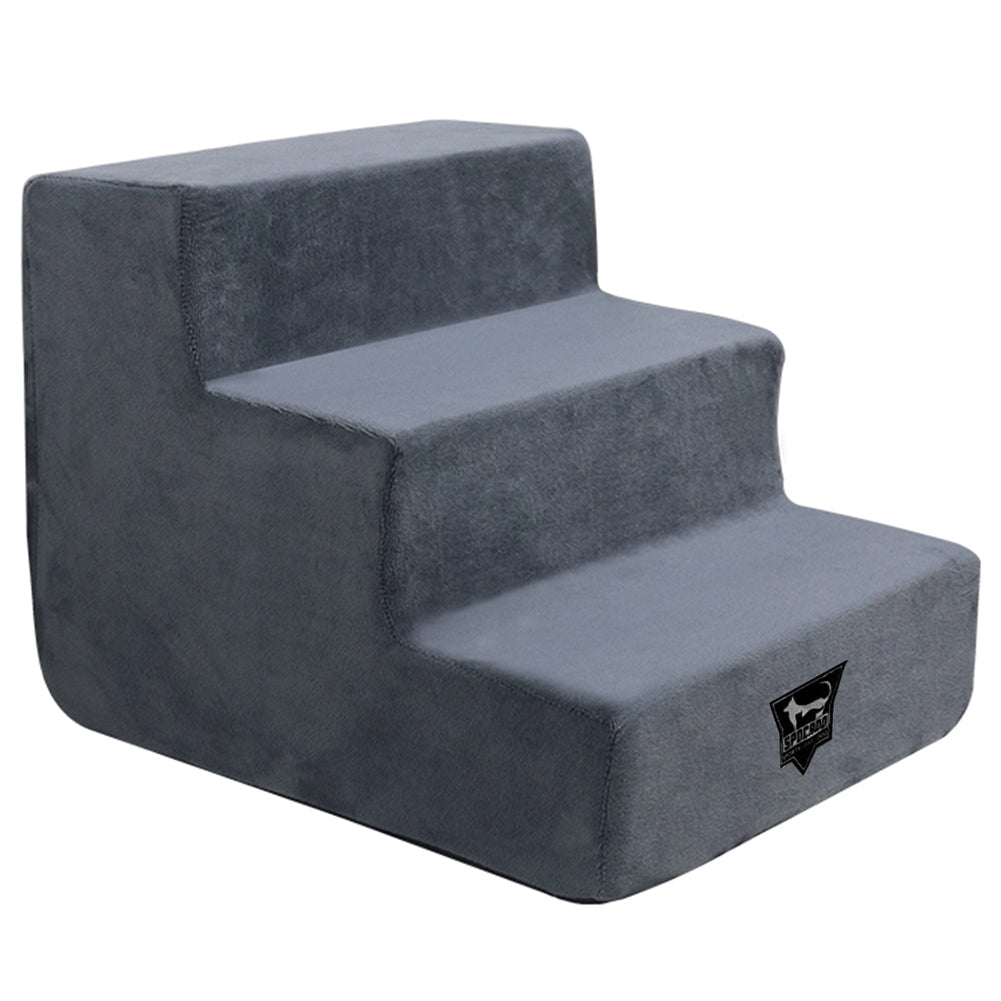 SPOCADO "Albion" Hundetreppe mit Plüschbezug 3-stufig grau