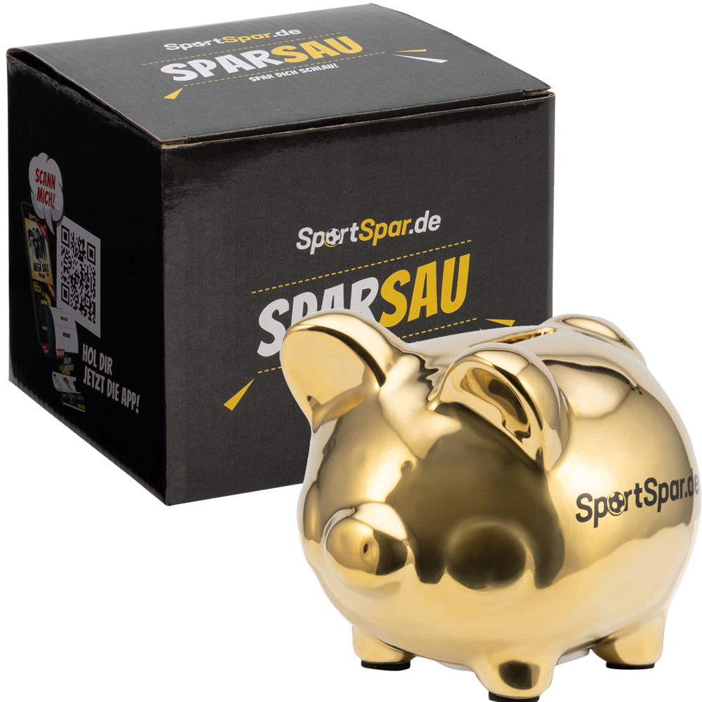 SportSpar.de "SparSau" Sparschwein aus Keramik gold
