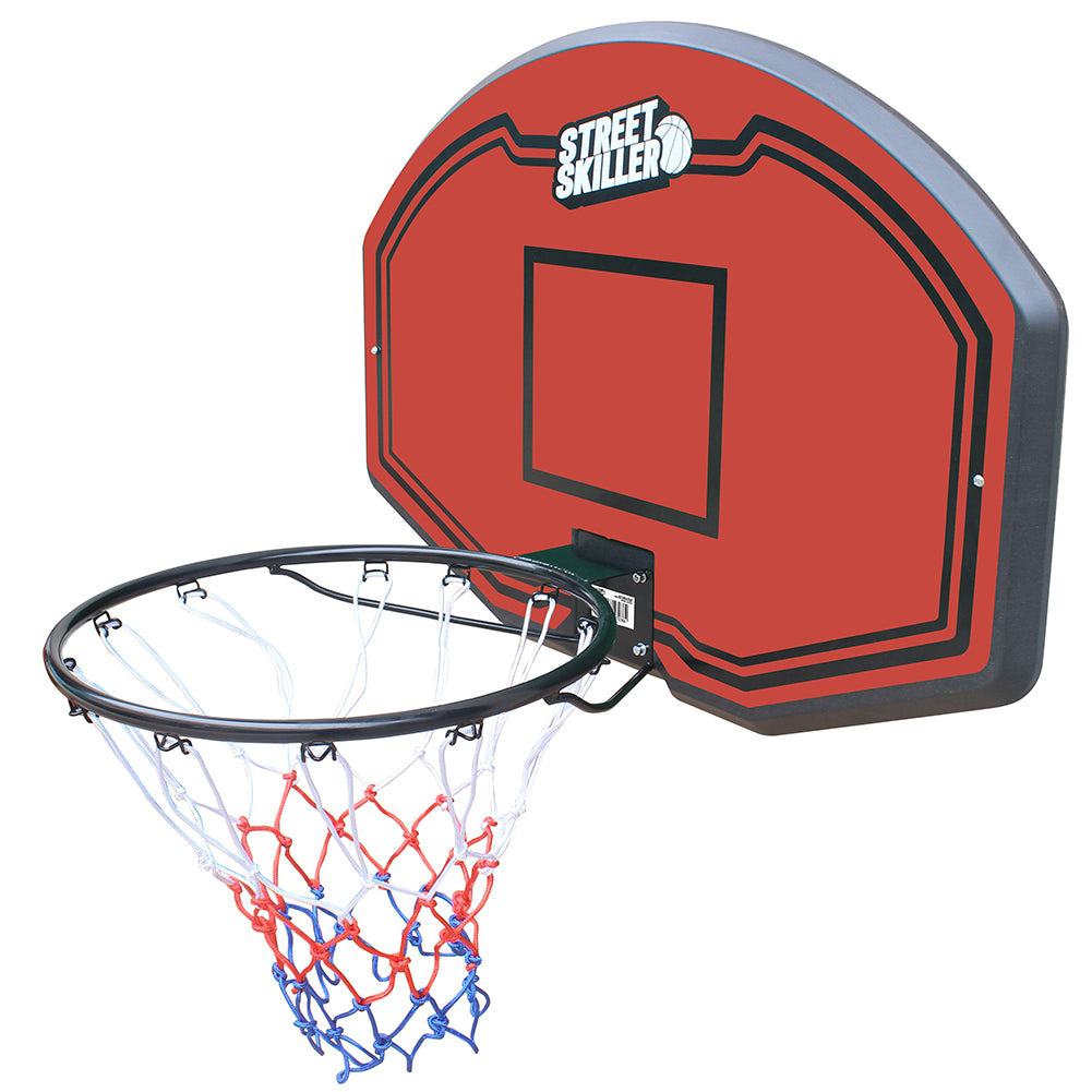 STREETSKILLER Basketballkorb mit Brett und Wandhalterung rot/schwarz