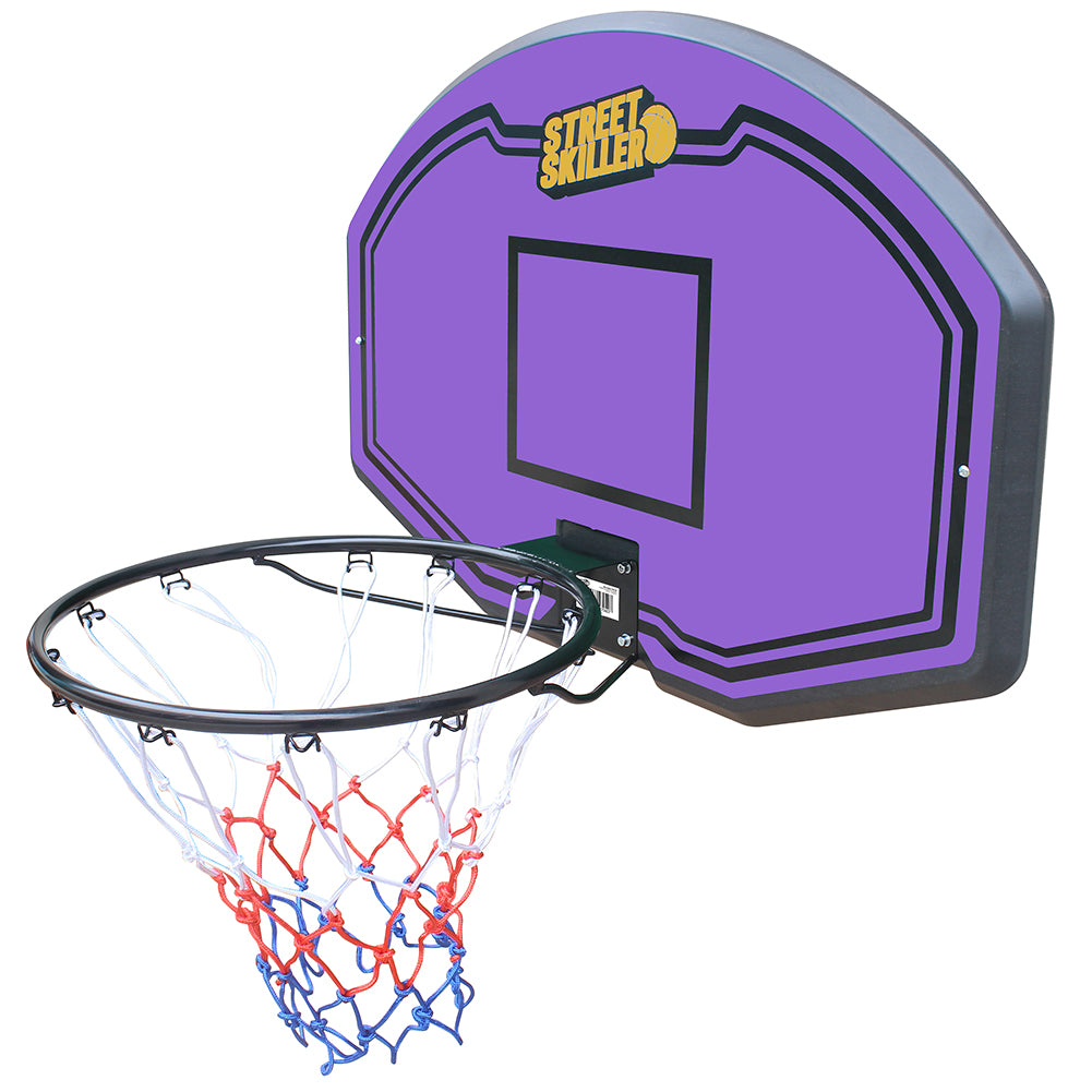 STREETSKILLER Basketballkorb mit Brett und Wandhalterung violett/gelb
