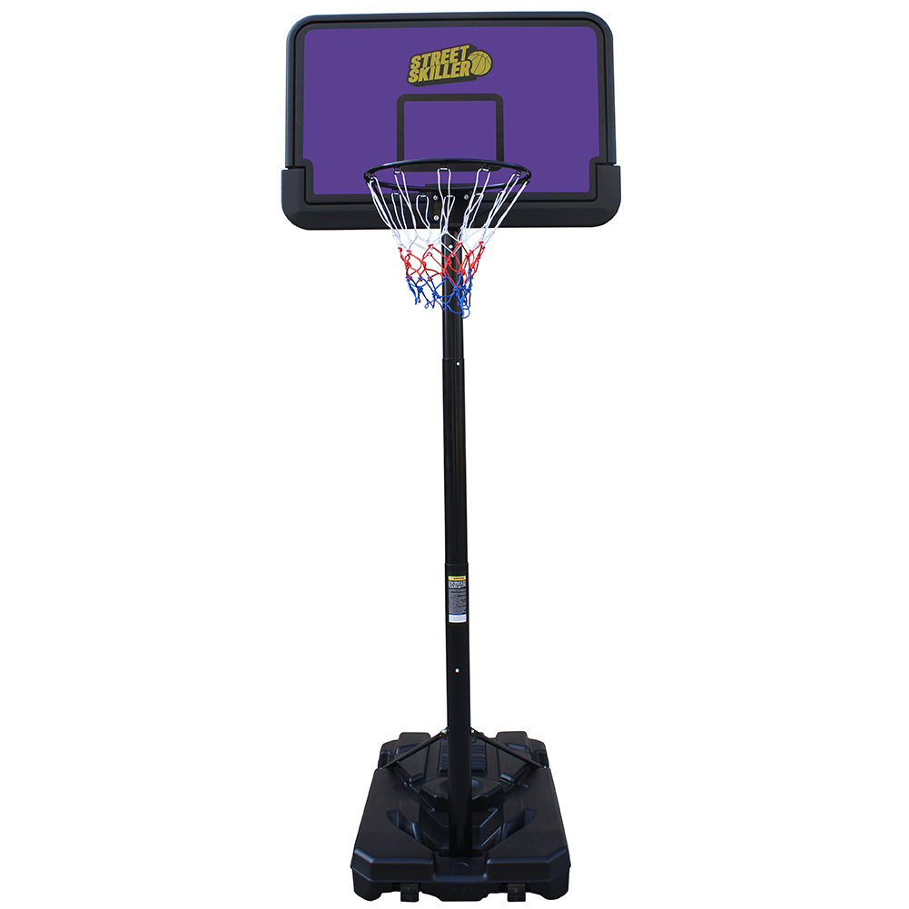 STREETSKILLER höhenverstellbarer Outdoor Basketballkorb 2,00 - 3,05 m violett/gelb