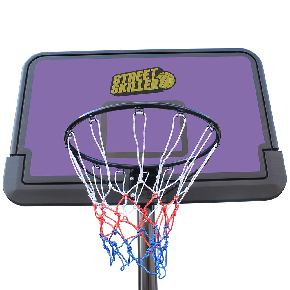 STREETSKILLER höhenverstellbarer Outdoor Basketballkorb 2,00 - 3,05 m violett/gelb
