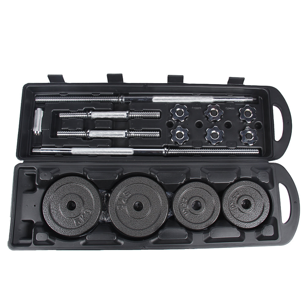 SPORTINATOR "Machine" 2-in-1 Kurz + Langhantel Set 40 kg mit Koffer