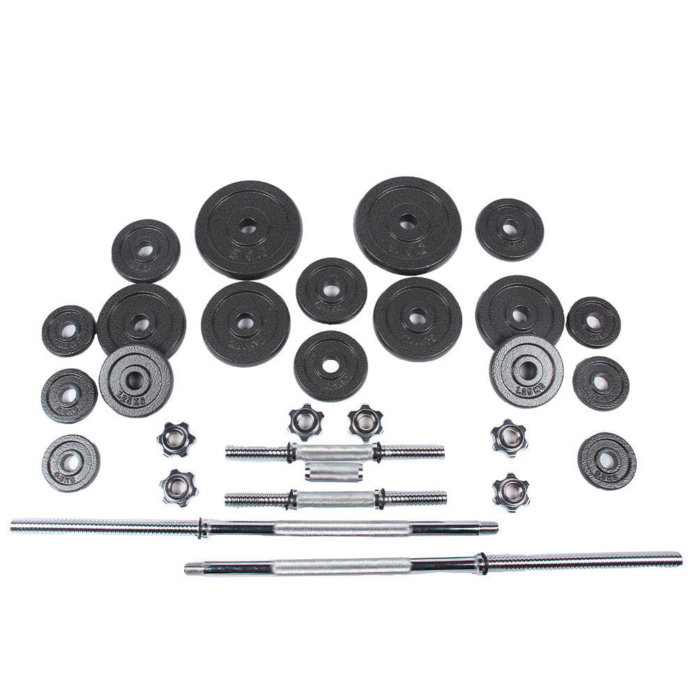 SPORTINATOR "Machine" 2-in-1 Kurz + Langhantel Set 40 kg mit Koffer